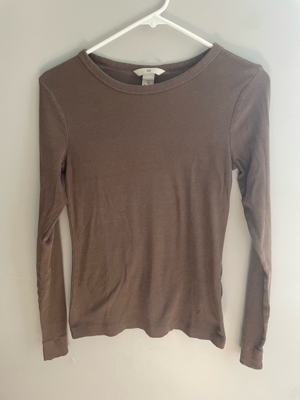H&M Brown‎ Long Sleeve Crewneck Top Ribbed Size Medium